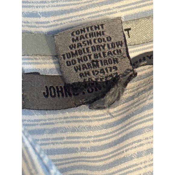 Johnson & Murphy Tailored Fit Mens Dress Shirt Light Blue Striped Floral Sz L - Picture 10 of 10